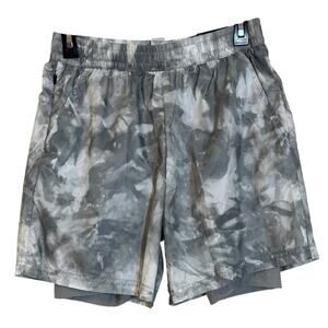 Xersion Small Gray Ice Print Woven 2 in 1, 5 Inch Shorts, Hidden & Slip Pockets